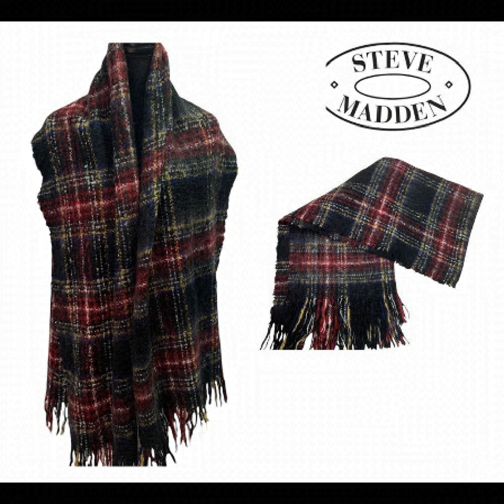 Steve Madden black red yellow blue warm soft fall winter unisex blanket scarf
